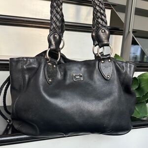 Michael Kors Genuine Leather Shoulder Tote Bag Braided Drawstring MK Purse